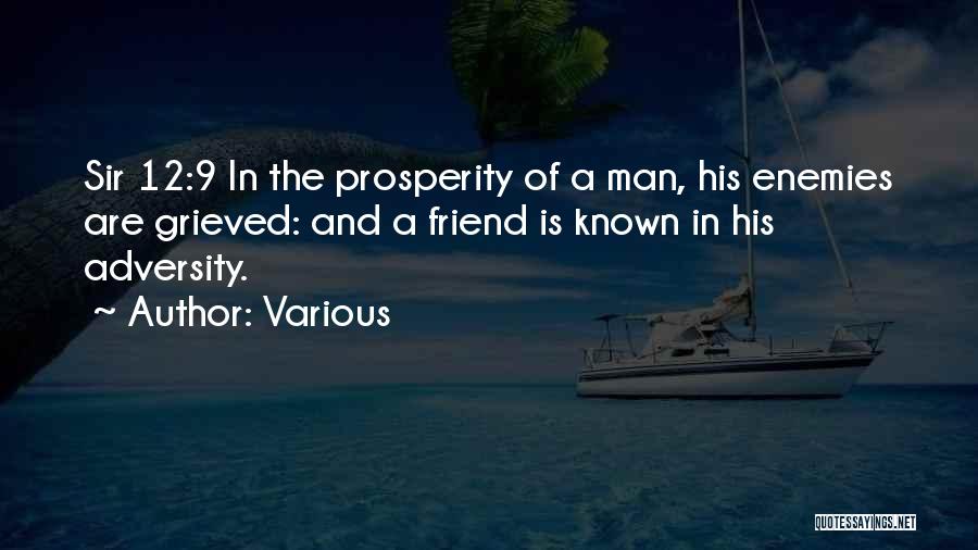 Various Quotes: Sir 12:9 In The Prosperity Of A Man, His Enemies Are Grieved: And A Friend Is Known In His Adversity.