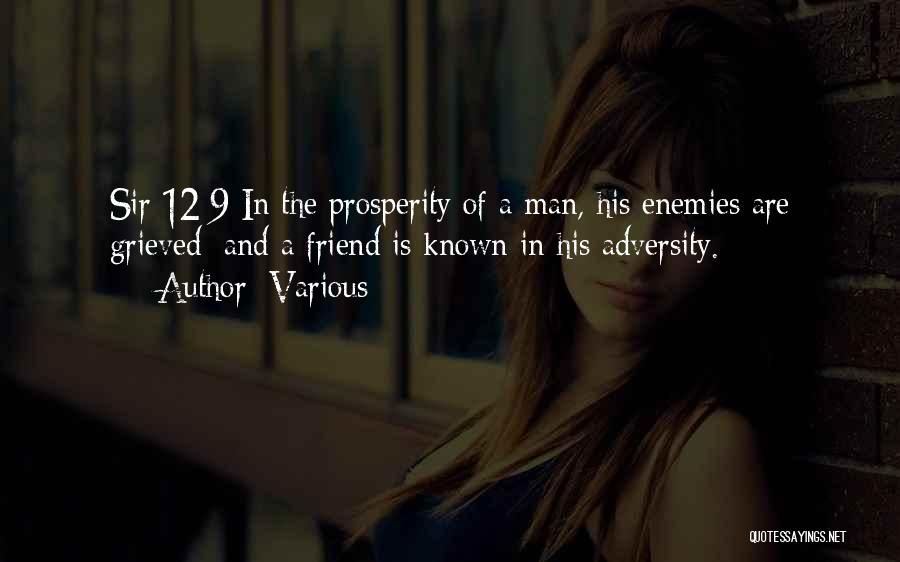 Various Quotes: Sir 12:9 In The Prosperity Of A Man, His Enemies Are Grieved: And A Friend Is Known In His Adversity.