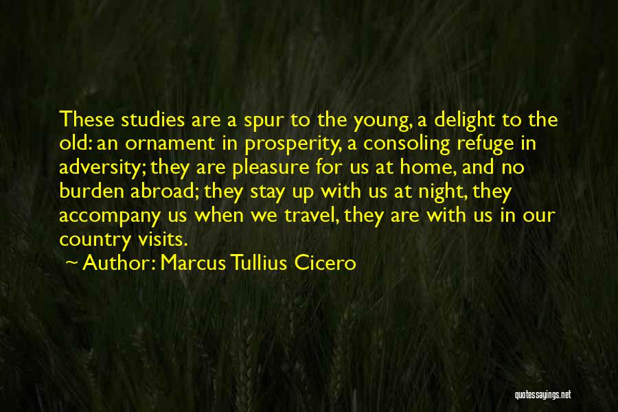 Marcus Tullius Cicero Quotes: These Studies Are A Spur To The Young, A Delight To The Old: An Ornament In Prosperity, A Consoling Refuge