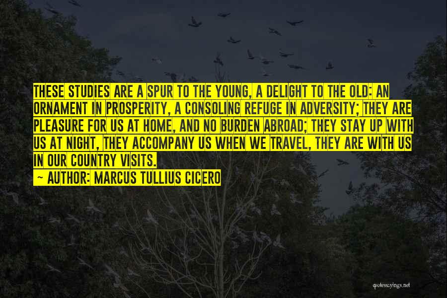 Marcus Tullius Cicero Quotes: These Studies Are A Spur To The Young, A Delight To The Old: An Ornament In Prosperity, A Consoling Refuge