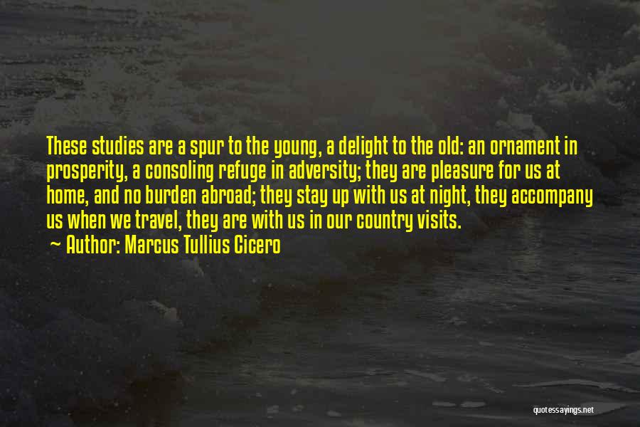 Marcus Tullius Cicero Quotes: These Studies Are A Spur To The Young, A Delight To The Old: An Ornament In Prosperity, A Consoling Refuge