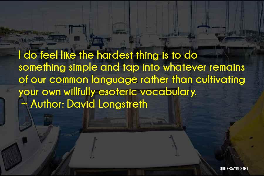 David Longstreth Quotes: I Do Feel Like The Hardest Thing Is To Do Something Simple And Tap Into Whatever Remains Of Our Common