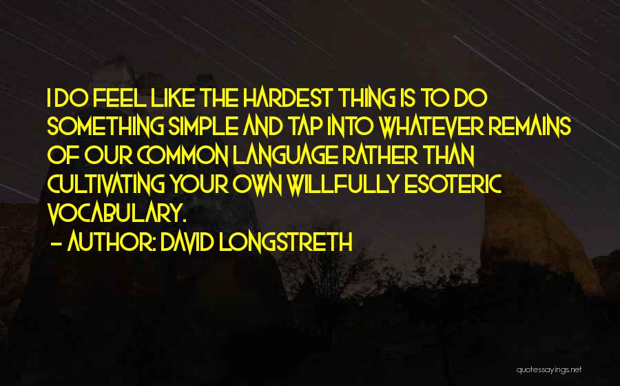 David Longstreth Quotes: I Do Feel Like The Hardest Thing Is To Do Something Simple And Tap Into Whatever Remains Of Our Common