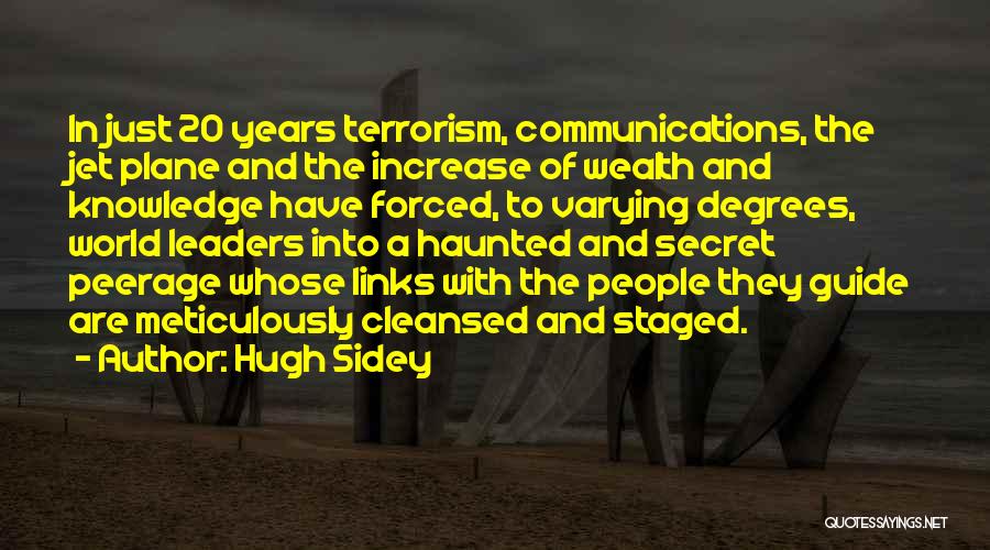 Hugh Sidey Quotes: In Just 20 Years Terrorism, Communications, The Jet Plane And The Increase Of Wealth And Knowledge Have Forced, To Varying