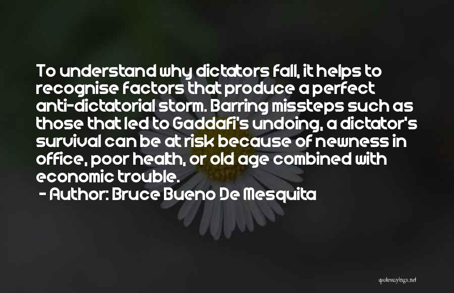 Bruce Bueno De Mesquita Quotes: To Understand Why Dictators Fall, It Helps To Recognise Factors That Produce A Perfect Anti-dictatorial Storm. Barring Missteps Such As