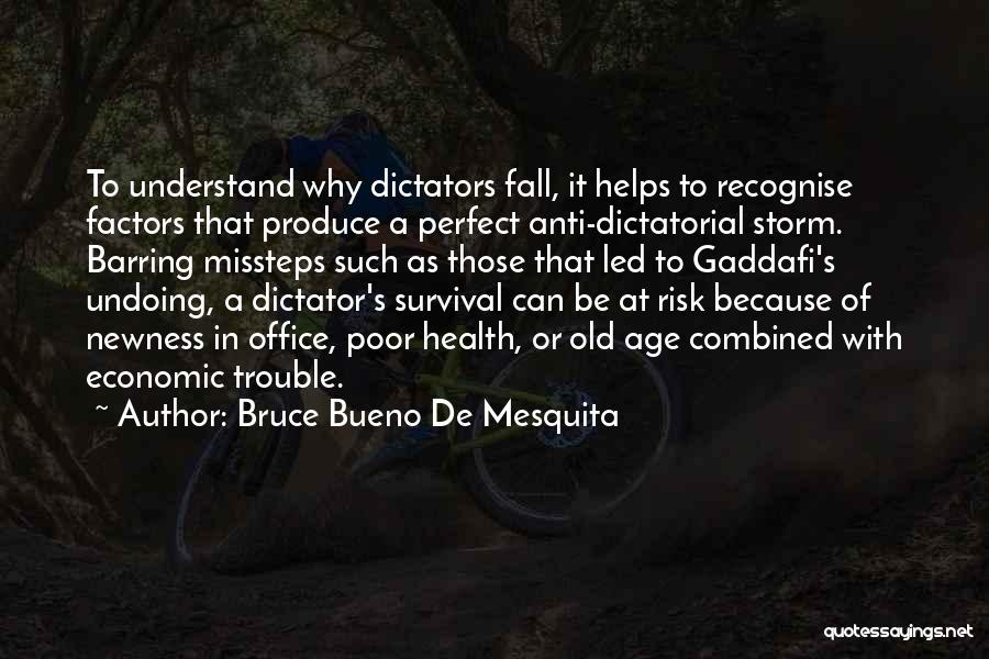 Bruce Bueno De Mesquita Quotes: To Understand Why Dictators Fall, It Helps To Recognise Factors That Produce A Perfect Anti-dictatorial Storm. Barring Missteps Such As