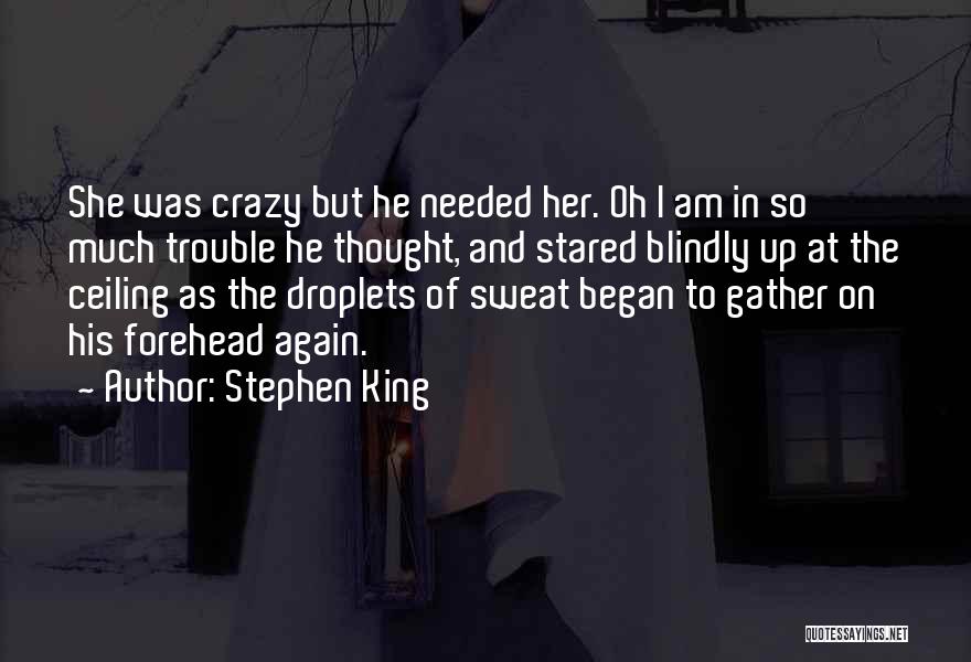 Stephen King Quotes: She Was Crazy But He Needed Her. Oh I Am In So Much Trouble He Thought, And Stared Blindly Up