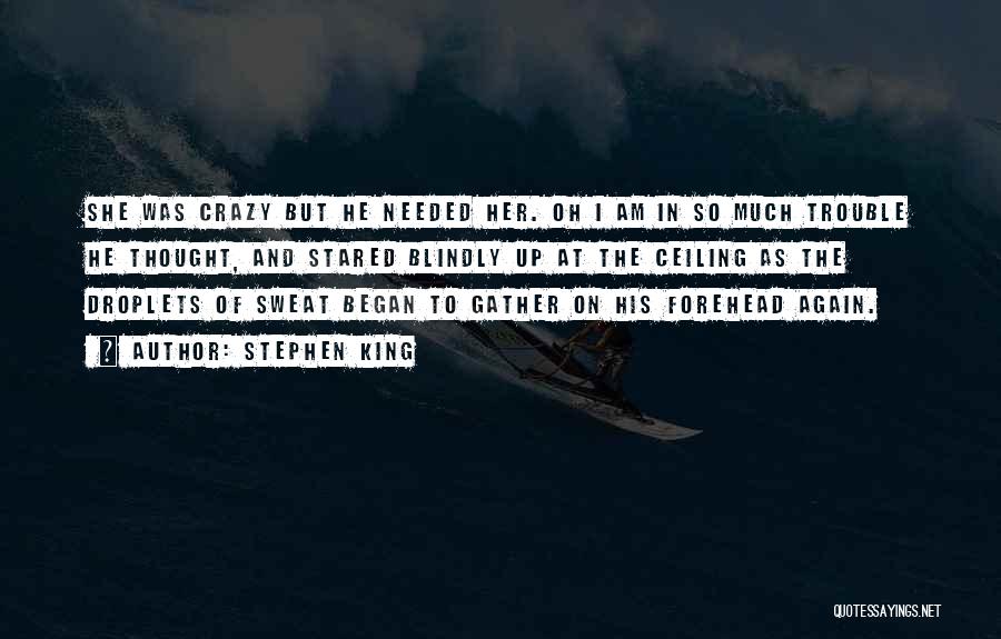 Stephen King Quotes: She Was Crazy But He Needed Her. Oh I Am In So Much Trouble He Thought, And Stared Blindly Up