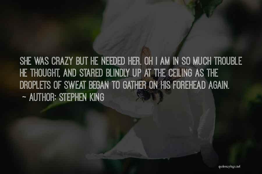 Stephen King Quotes: She Was Crazy But He Needed Her. Oh I Am In So Much Trouble He Thought, And Stared Blindly Up