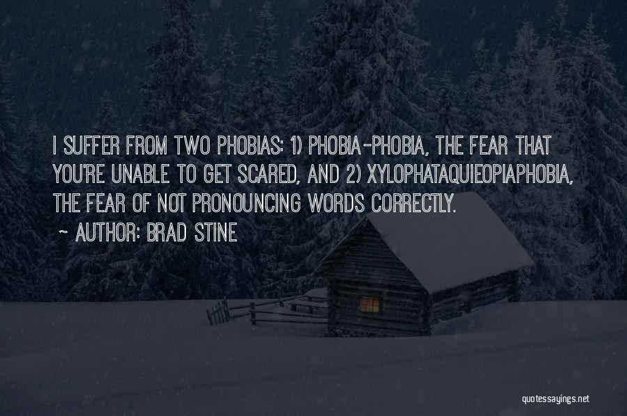 Brad Stine Quotes: I Suffer From Two Phobias: 1) Phobia-phobia, The Fear That You're Unable To Get Scared, And 2) Xylophataquieopiaphobia, The Fear