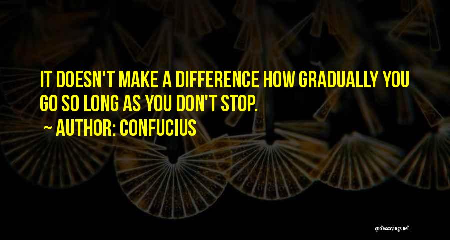 Confucius Quotes: It Doesn't Make A Difference How Gradually You Go So Long As You Don't Stop.