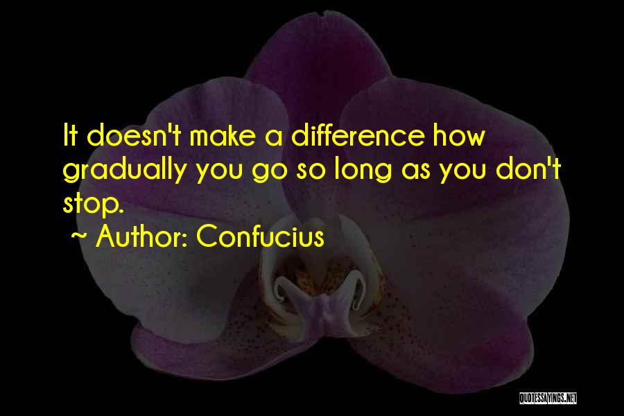 Confucius Quotes: It Doesn't Make A Difference How Gradually You Go So Long As You Don't Stop.