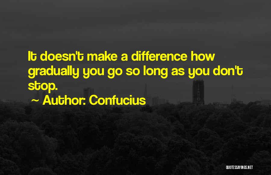Confucius Quotes: It Doesn't Make A Difference How Gradually You Go So Long As You Don't Stop.