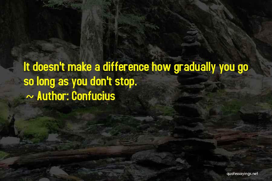 Confucius Quotes: It Doesn't Make A Difference How Gradually You Go So Long As You Don't Stop.