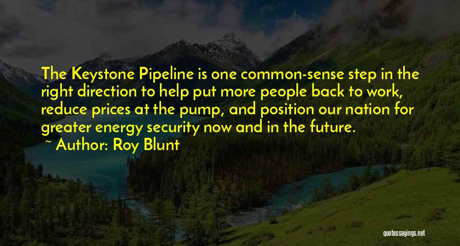 Roy Blunt Quotes: The Keystone Pipeline Is One Common-sense Step In The Right Direction To Help Put More People Back To Work, Reduce