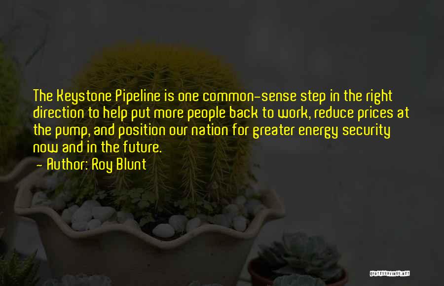 Roy Blunt Quotes: The Keystone Pipeline Is One Common-sense Step In The Right Direction To Help Put More People Back To Work, Reduce
