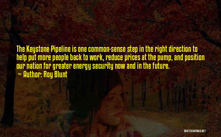 Roy Blunt Quotes: The Keystone Pipeline Is One Common-sense Step In The Right Direction To Help Put More People Back To Work, Reduce