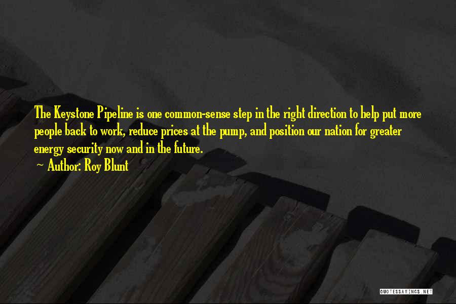 Roy Blunt Quotes: The Keystone Pipeline Is One Common-sense Step In The Right Direction To Help Put More People Back To Work, Reduce