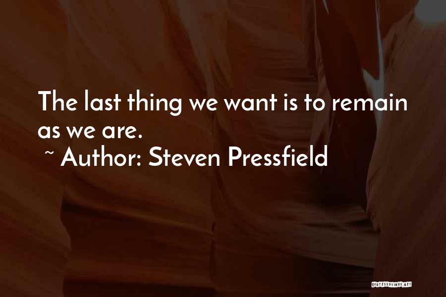 Steven Pressfield Quotes: The Last Thing We Want Is To Remain As We Are.