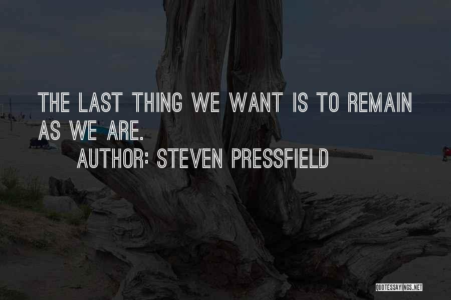 Steven Pressfield Quotes: The Last Thing We Want Is To Remain As We Are.
