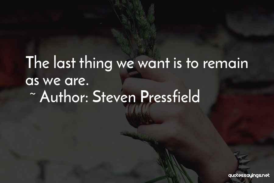 Steven Pressfield Quotes: The Last Thing We Want Is To Remain As We Are.