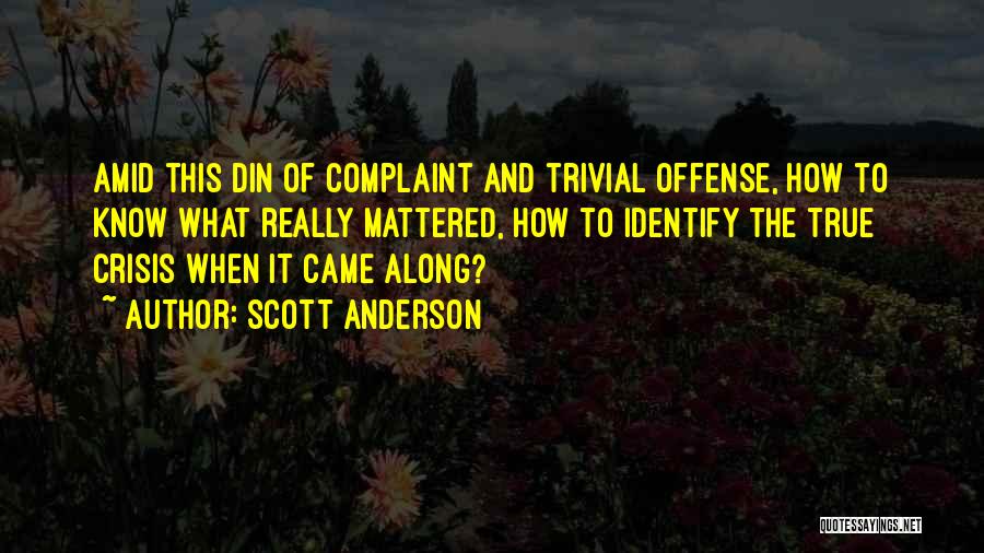 Scott Anderson Quotes: Amid This Din Of Complaint And Trivial Offense, How To Know What Really Mattered, How To Identify The True Crisis