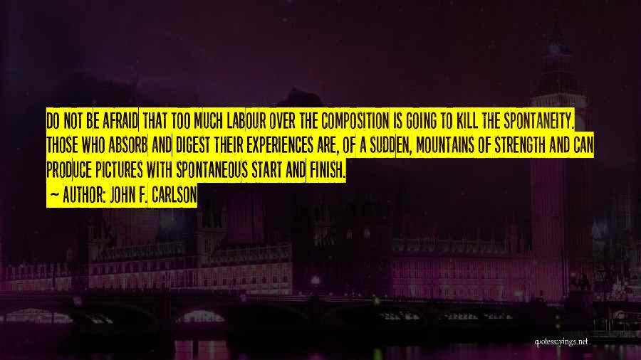 John F. Carlson Quotes: Do Not Be Afraid That Too Much Labour Over The Composition Is Going To Kill The Spontaneity. Those Who Absorb