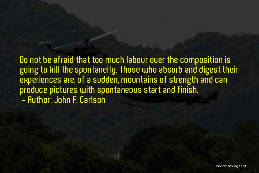 John F. Carlson Quotes: Do Not Be Afraid That Too Much Labour Over The Composition Is Going To Kill The Spontaneity. Those Who Absorb