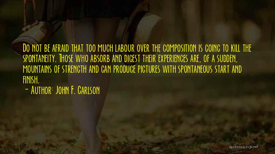 John F. Carlson Quotes: Do Not Be Afraid That Too Much Labour Over The Composition Is Going To Kill The Spontaneity. Those Who Absorb