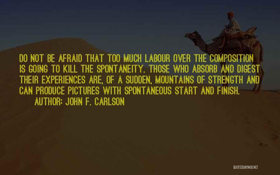 John F. Carlson Quotes: Do Not Be Afraid That Too Much Labour Over The Composition Is Going To Kill The Spontaneity. Those Who Absorb