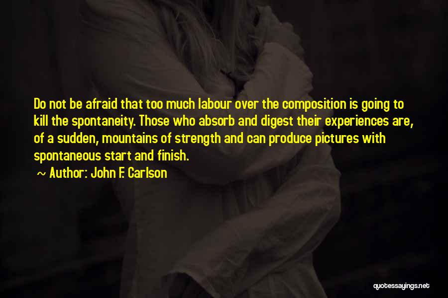 John F. Carlson Quotes: Do Not Be Afraid That Too Much Labour Over The Composition Is Going To Kill The Spontaneity. Those Who Absorb