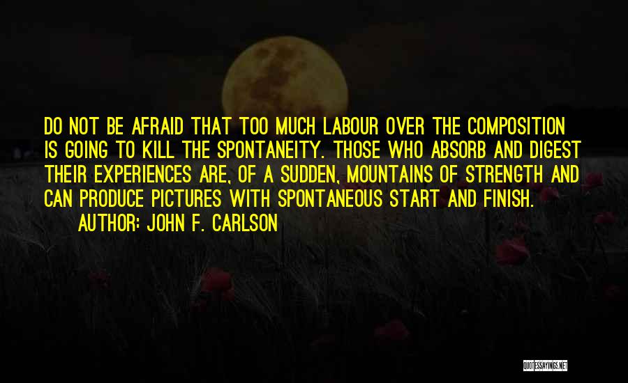 John F. Carlson Quotes: Do Not Be Afraid That Too Much Labour Over The Composition Is Going To Kill The Spontaneity. Those Who Absorb