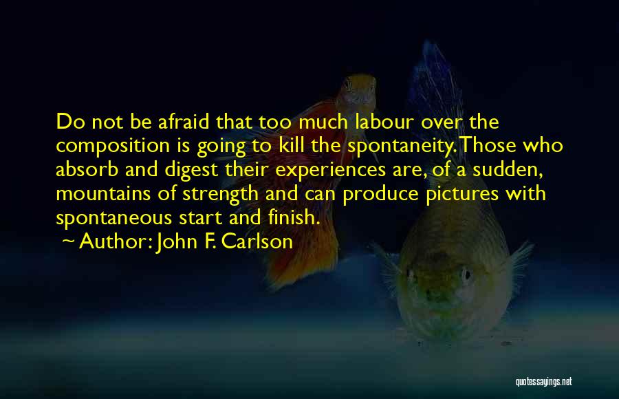 John F. Carlson Quotes: Do Not Be Afraid That Too Much Labour Over The Composition Is Going To Kill The Spontaneity. Those Who Absorb