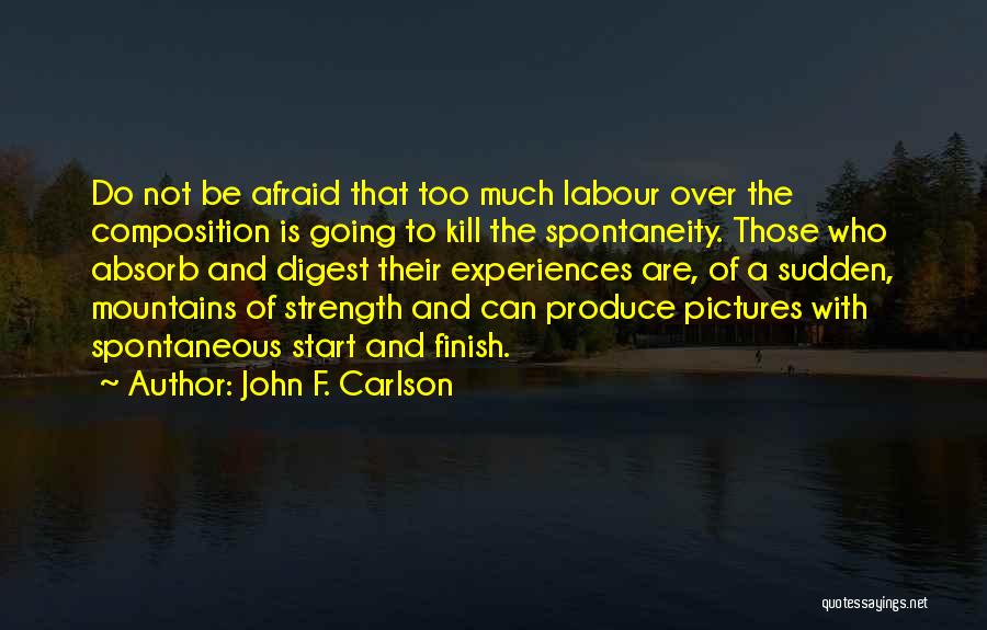 John F. Carlson Quotes: Do Not Be Afraid That Too Much Labour Over The Composition Is Going To Kill The Spontaneity. Those Who Absorb