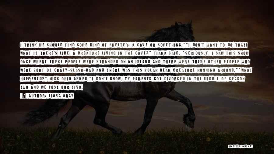 Libba Bray Quotes: I Think We Should Find Some Kind Of Shelter; A Cave Or Something.i Don't Want To Do That! What If