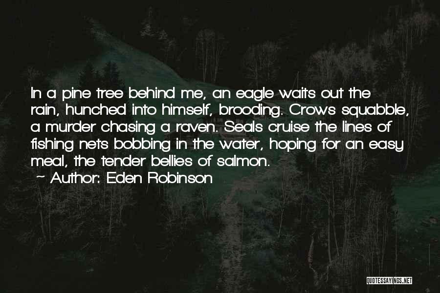 Eden Robinson Quotes: In A Pine Tree Behind Me, An Eagle Waits Out The Rain, Hunched Into Himself, Brooding. Crows Squabble, A Murder