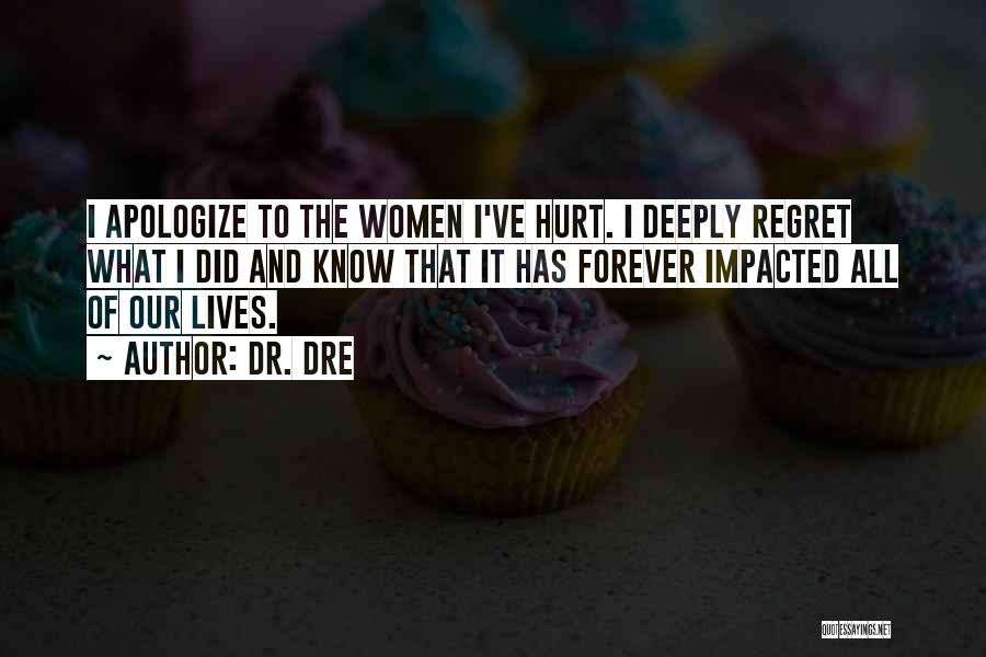 Dr. Dre Quotes: I Apologize To The Women I've Hurt. I Deeply Regret What I Did And Know That It Has Forever Impacted