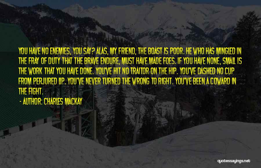 Charles Mackay Quotes: You Have No Enemies, You Say? Alas, My Friend, The Boast Is Poor. He Who Has Mingled In The Fray