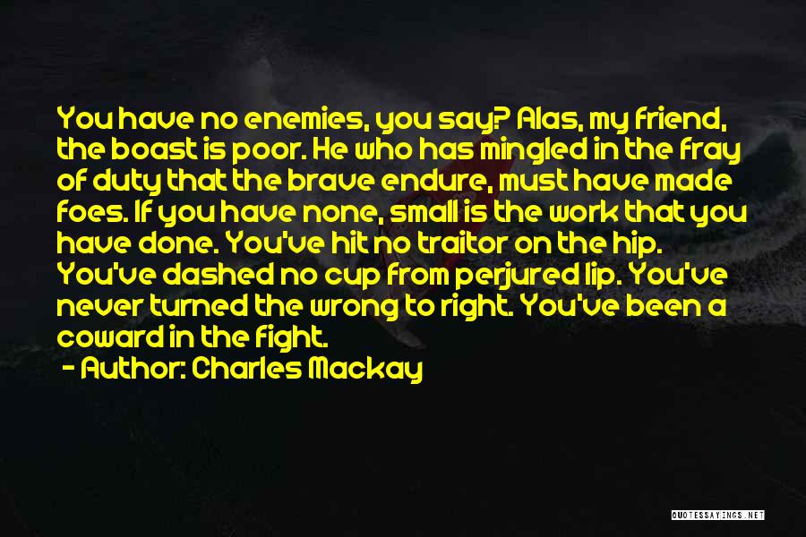 Charles Mackay Quotes: You Have No Enemies, You Say? Alas, My Friend, The Boast Is Poor. He Who Has Mingled In The Fray