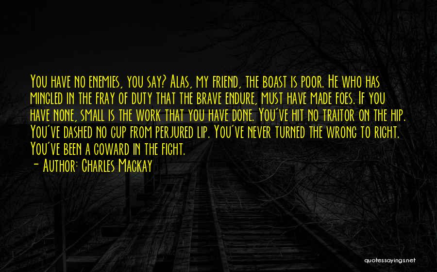 Charles Mackay Quotes: You Have No Enemies, You Say? Alas, My Friend, The Boast Is Poor. He Who Has Mingled In The Fray