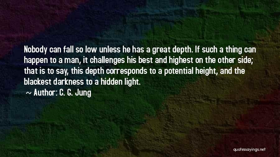 C. G. Jung Quotes: Nobody Can Fall So Low Unless He Has A Great Depth. If Such A Thing Can Happen To A Man,