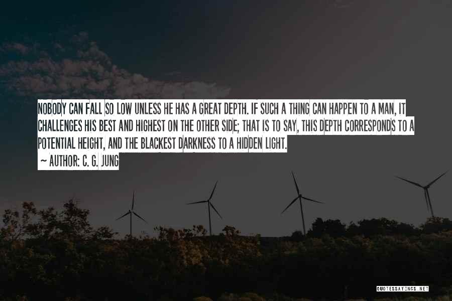 C. G. Jung Quotes: Nobody Can Fall So Low Unless He Has A Great Depth. If Such A Thing Can Happen To A Man,