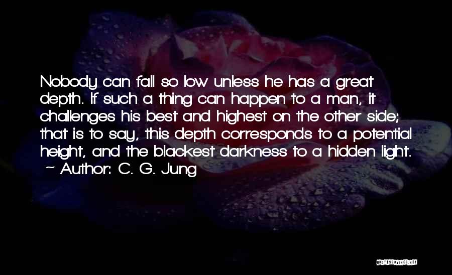 C. G. Jung Quotes: Nobody Can Fall So Low Unless He Has A Great Depth. If Such A Thing Can Happen To A Man,