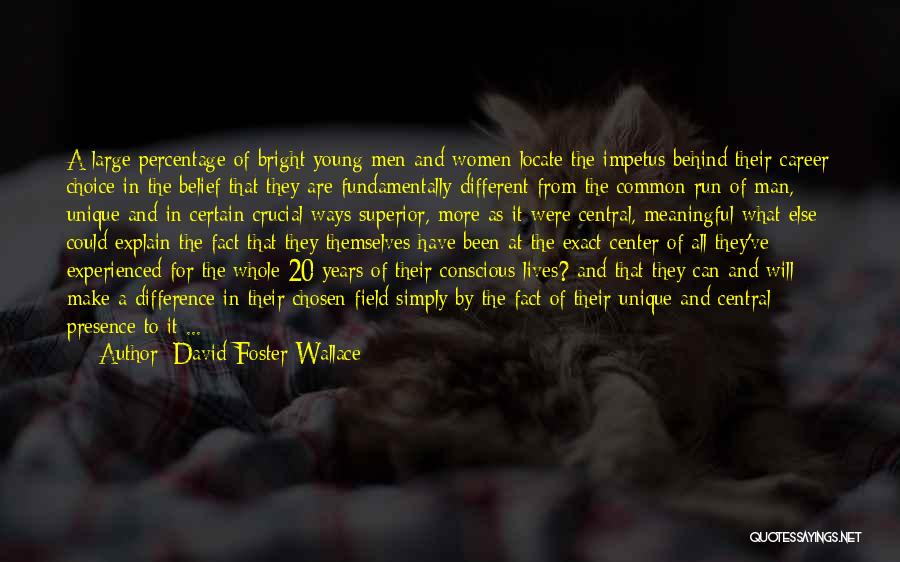 David Foster Wallace Quotes: A Large Percentage Of Bright Young Men And Women Locate The Impetus Behind Their Career Choice In The Belief That