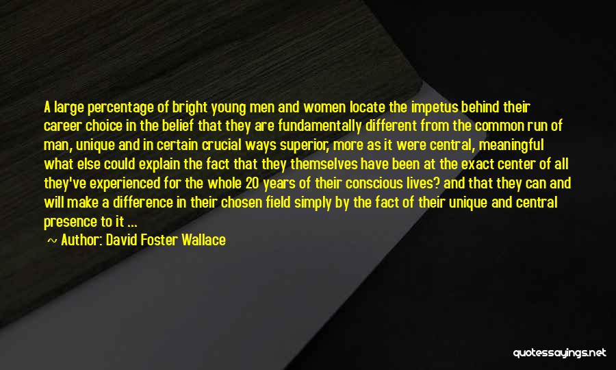 David Foster Wallace Quotes: A Large Percentage Of Bright Young Men And Women Locate The Impetus Behind Their Career Choice In The Belief That