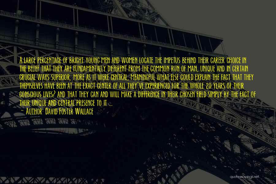 David Foster Wallace Quotes: A Large Percentage Of Bright Young Men And Women Locate The Impetus Behind Their Career Choice In The Belief That