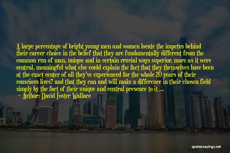 David Foster Wallace Quotes: A Large Percentage Of Bright Young Men And Women Locate The Impetus Behind Their Career Choice In The Belief That