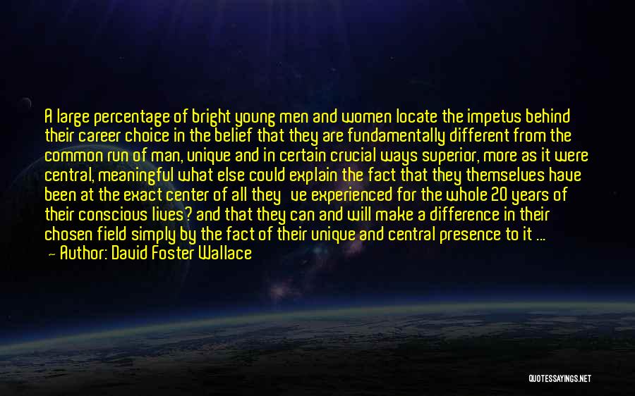 David Foster Wallace Quotes: A Large Percentage Of Bright Young Men And Women Locate The Impetus Behind Their Career Choice In The Belief That