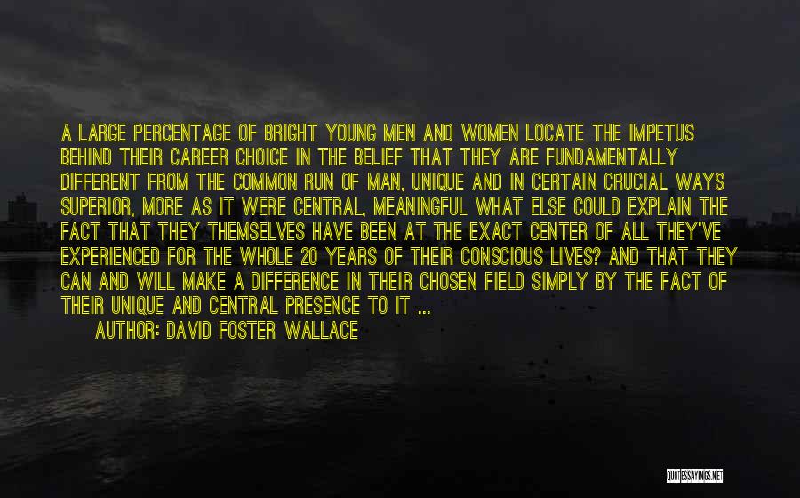 David Foster Wallace Quotes: A Large Percentage Of Bright Young Men And Women Locate The Impetus Behind Their Career Choice In The Belief That