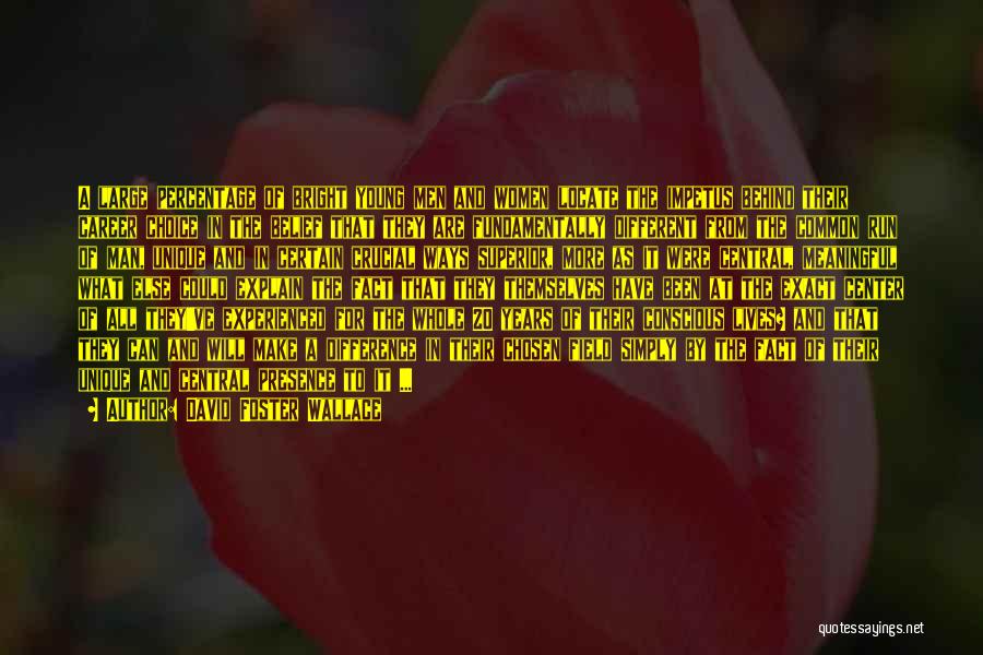 David Foster Wallace Quotes: A Large Percentage Of Bright Young Men And Women Locate The Impetus Behind Their Career Choice In The Belief That